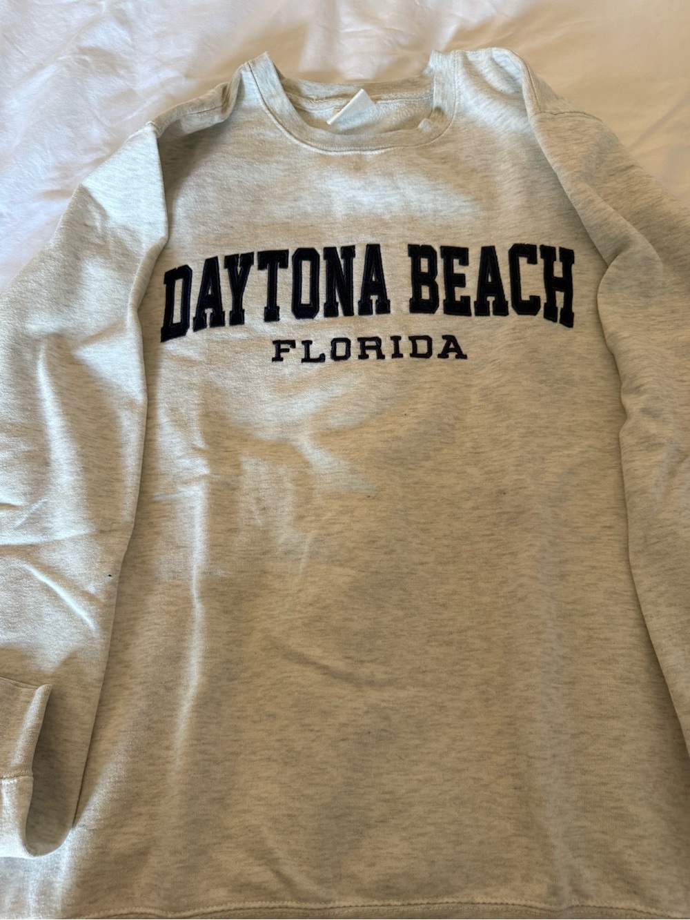 Daytona Beach Florida Sweatshirt - Light Heather Gray with Navy Text
